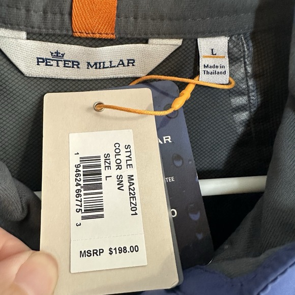 Peter Millar Crown Shield Half-Zip Rain Shell NWT L Navy Rainwear Golf Preppy - Picture 6 of 13